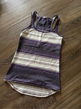 lululemon athletica Purple and Cream Striped Racerback Tank